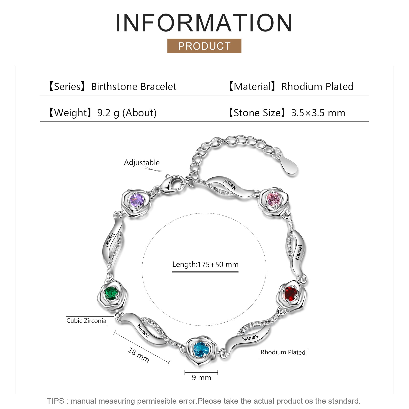 Copper Rose Flower CZ Bracelet