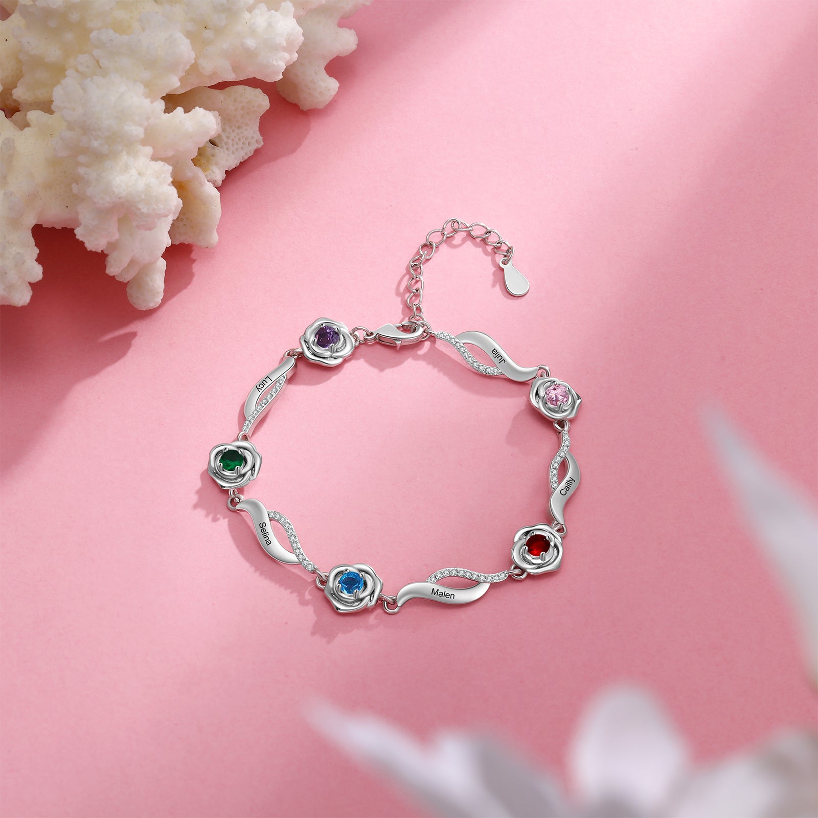Copper Rose Flower CZ Bracelet
