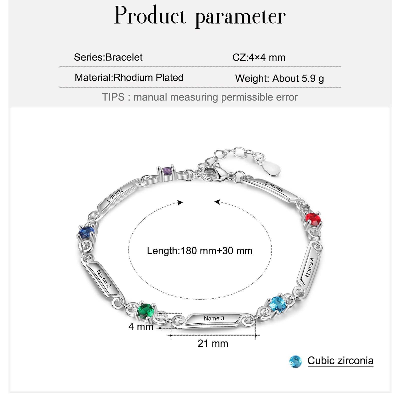 Rhoidum Plated Birthtsone Bracelet