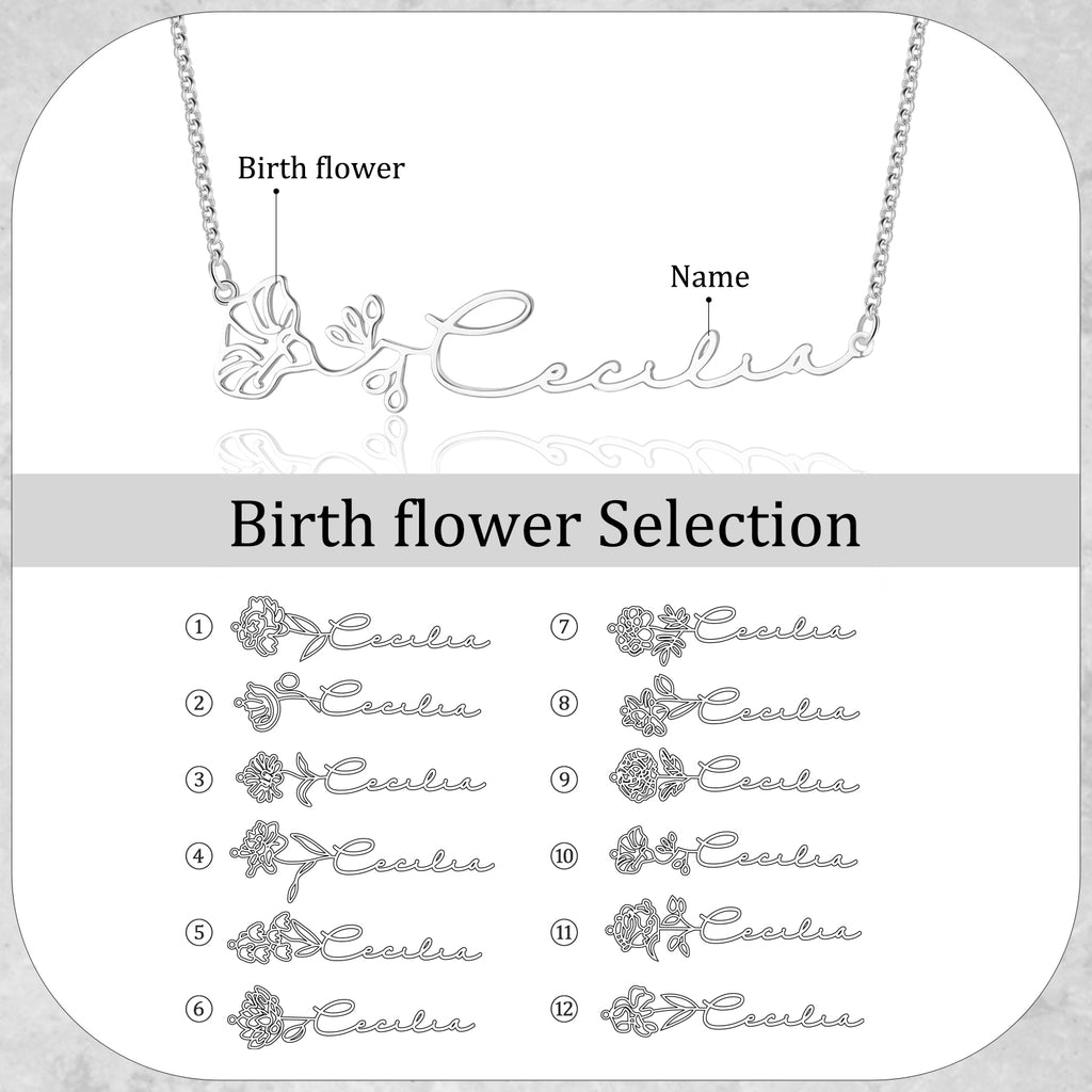 Custom Name Birthflower Necklace