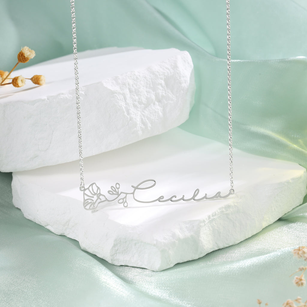 Custom Name Birthflower Necklace