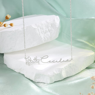 Custom Name Birthflower Necklace