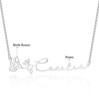 Custom Name Birthflower Necklace