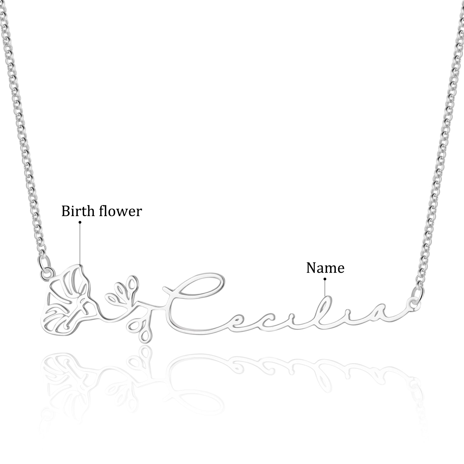 Custom Name Birthflower Necklace