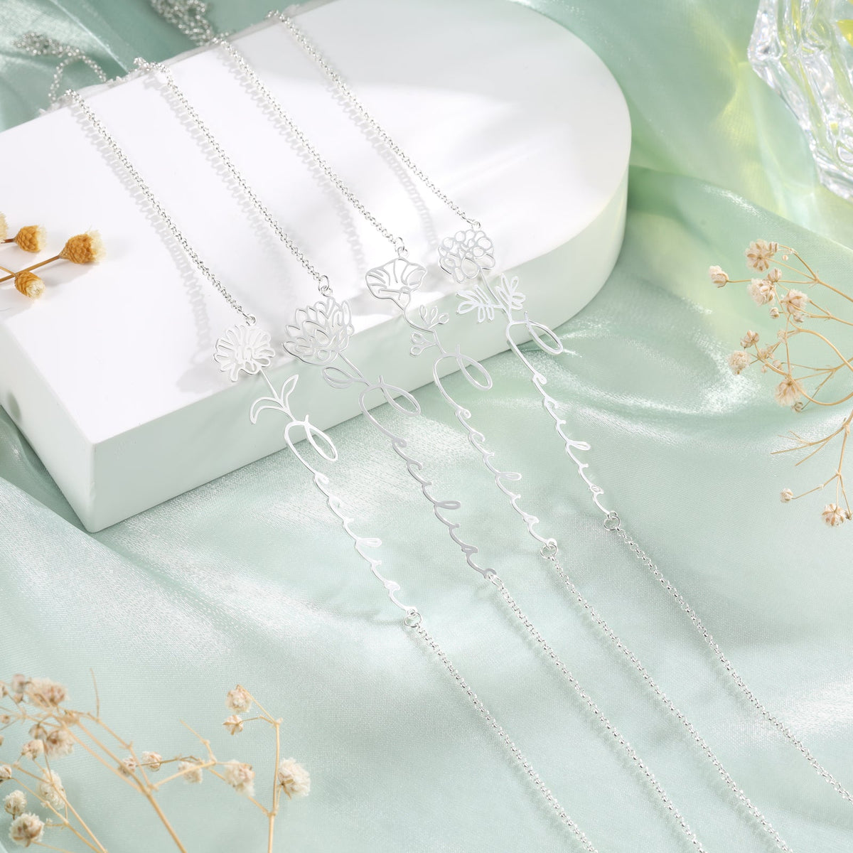 Custom Name Birthflower Necklace