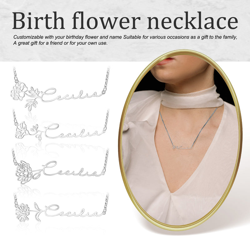 Custom Name Birthflower Necklace