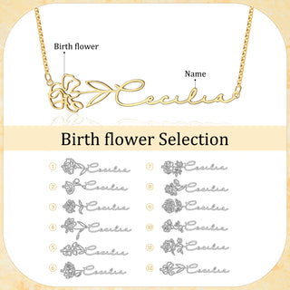 Custom Name Birthflower Necklace
