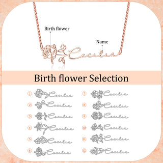 Custom Name Birthflower Necklace