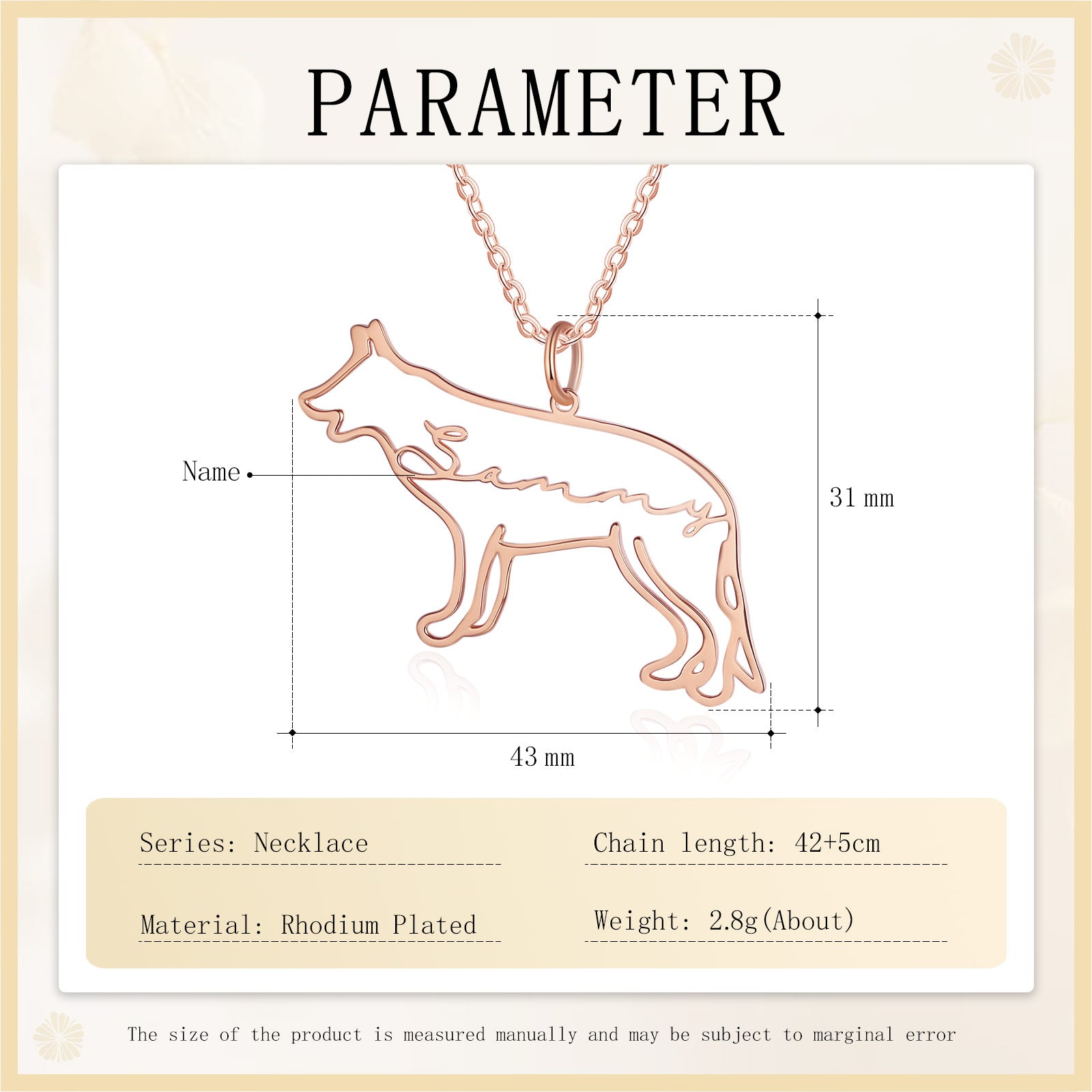 Custom Name Necklace with Dog