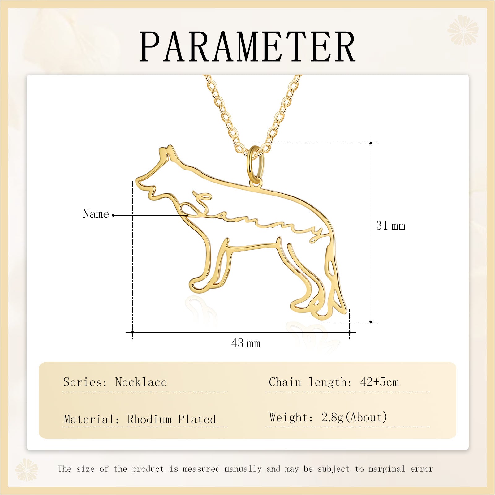Custom Name Necklace with Dog