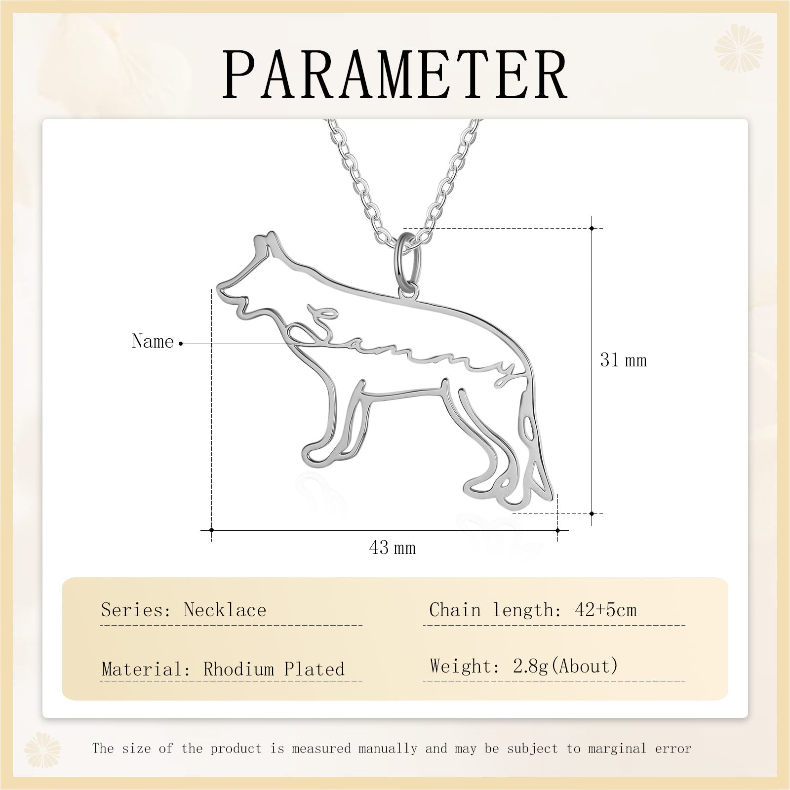 Custom Name Necklace with Dog