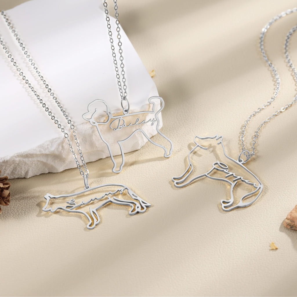 Custom Name Necklace with Dog