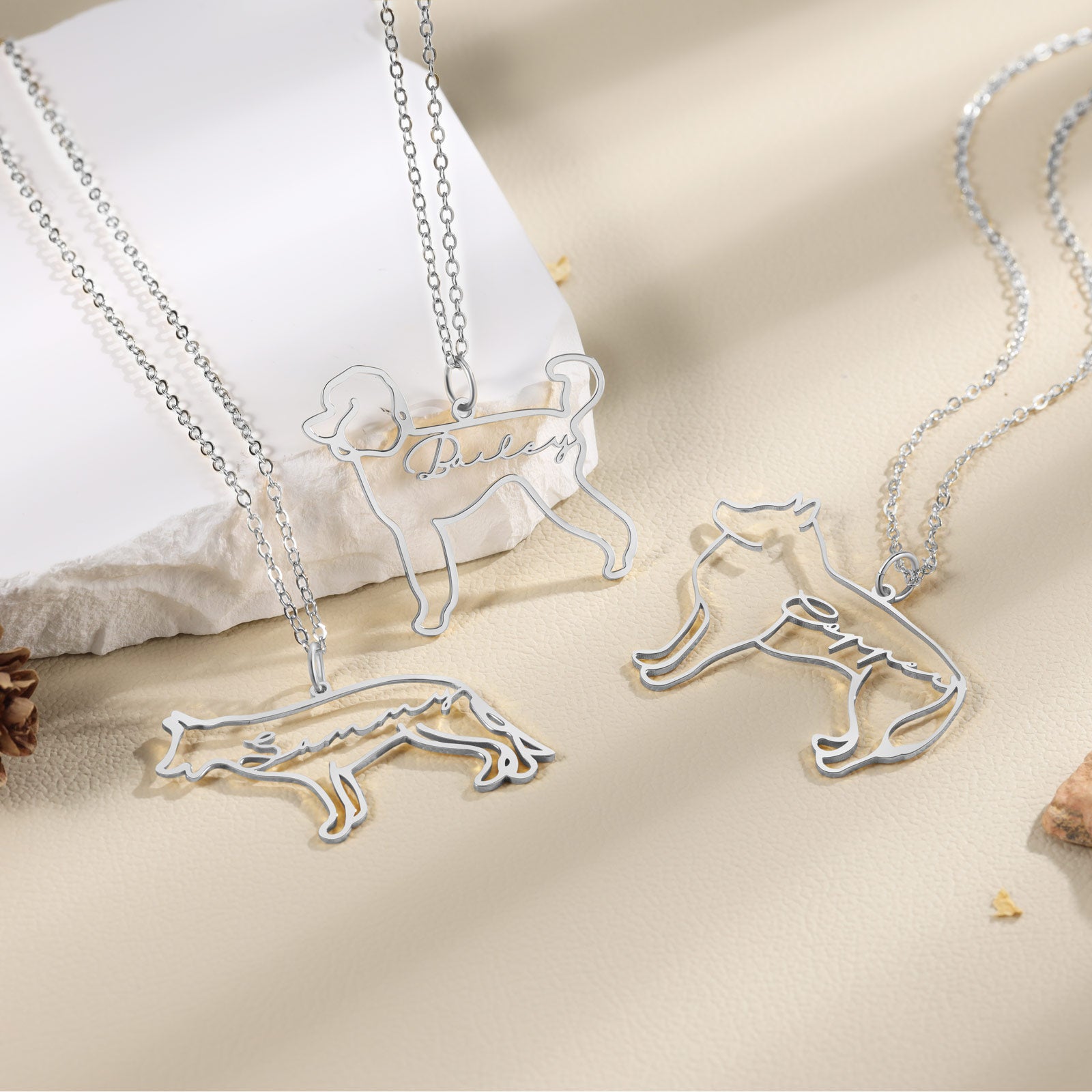 Custom Name Necklace with Dog