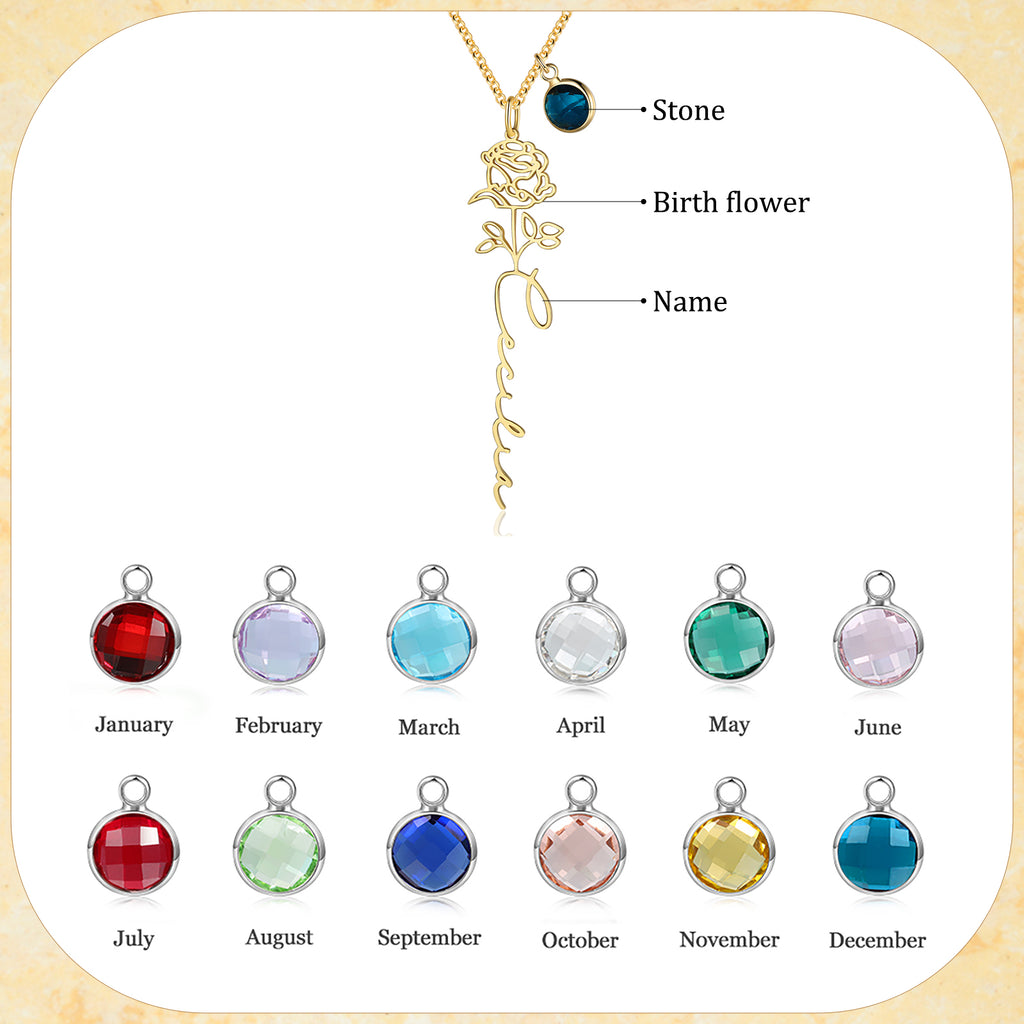 Custom Name Birthflower Necklace