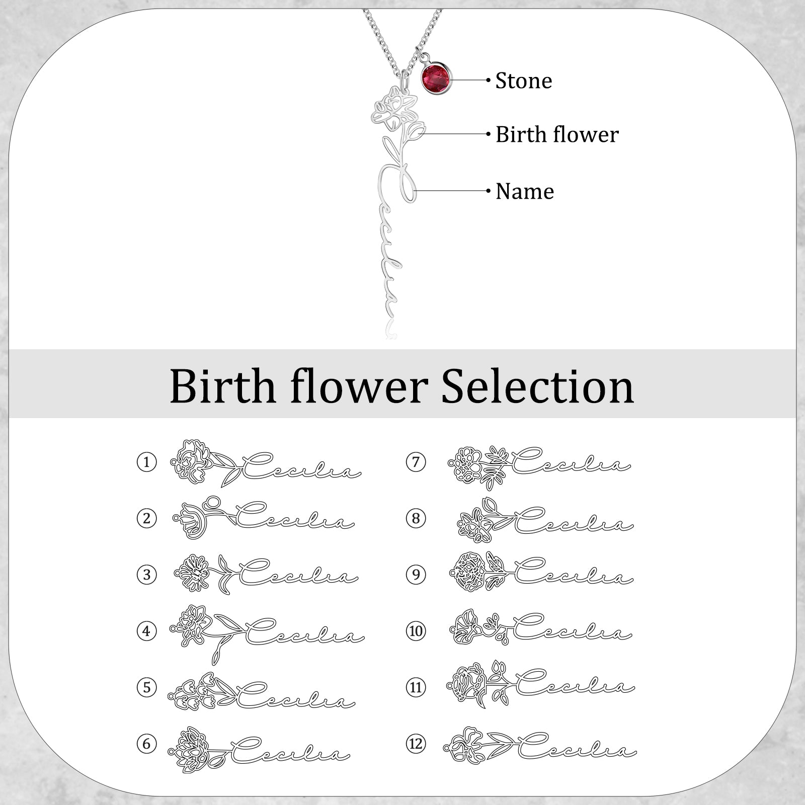 Custom Name Birthflower Necklace