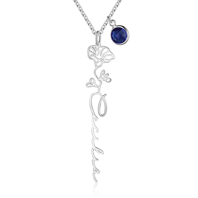 Custom Name Birthflower Necklace