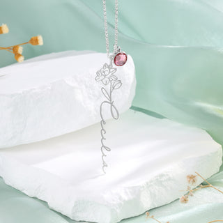 Custom Name Birthflower Necklace