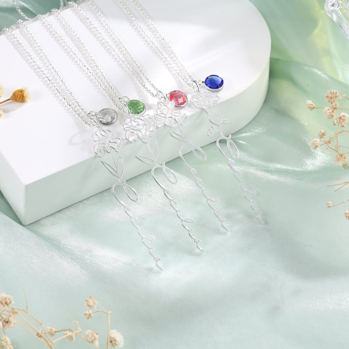 Custom Name Birthflower Necklace