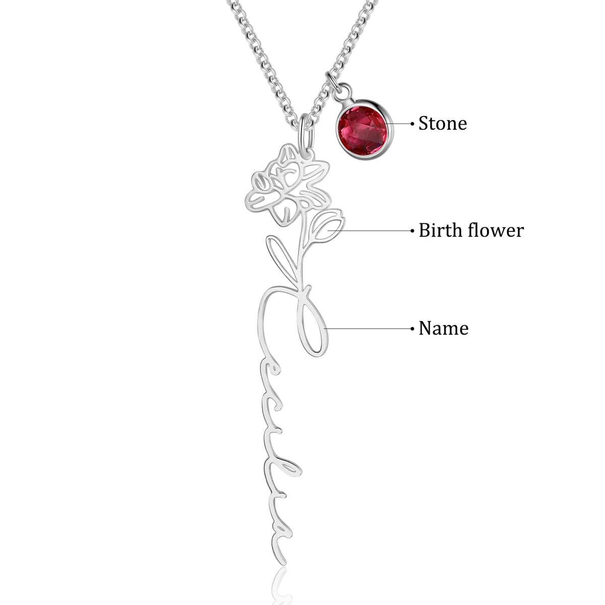 Custom Name Birthflower Necklace