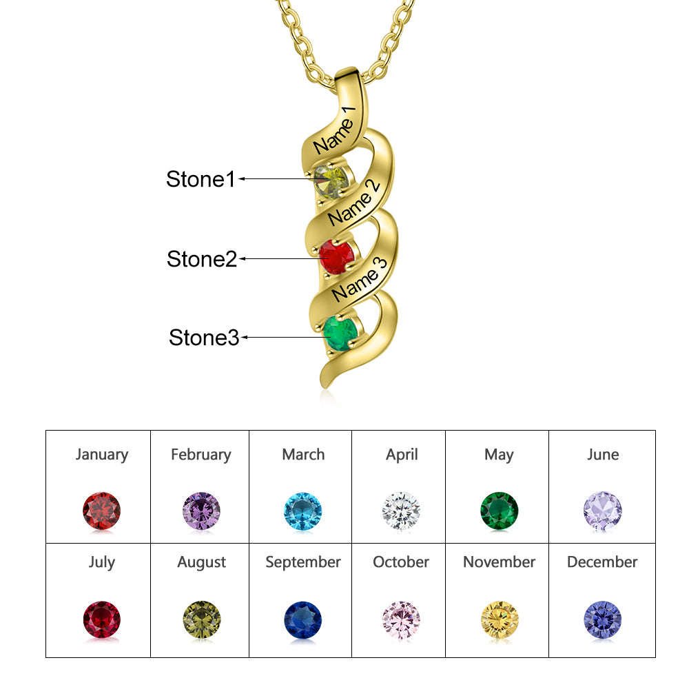 Personalized Rhodium Plated Birthstone Necklace