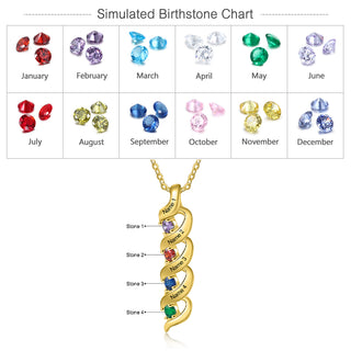 Personalized Rhodium Plated Birthstone Necklace