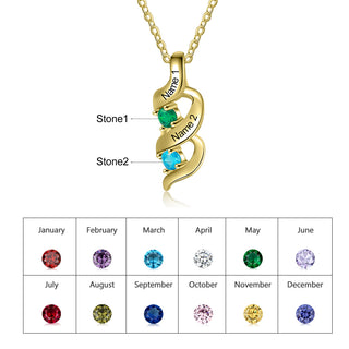 Personalized Rhodium Plated Birthstone Necklace