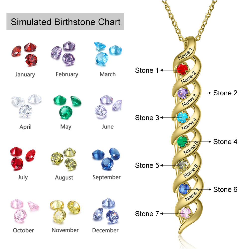 Personalized Rhodium Plated Birthstone Necklace