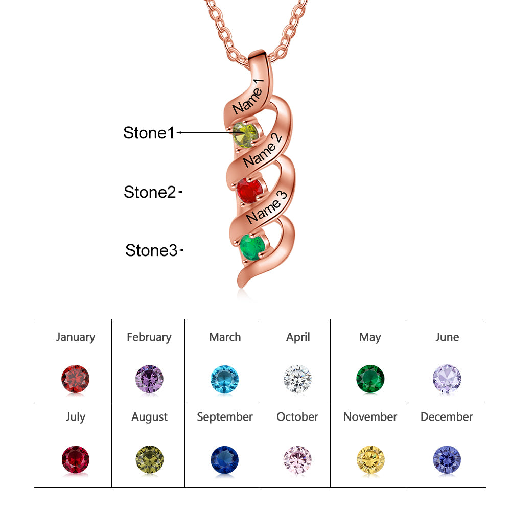 Personalized Rhodium Plated Birthstone Necklace