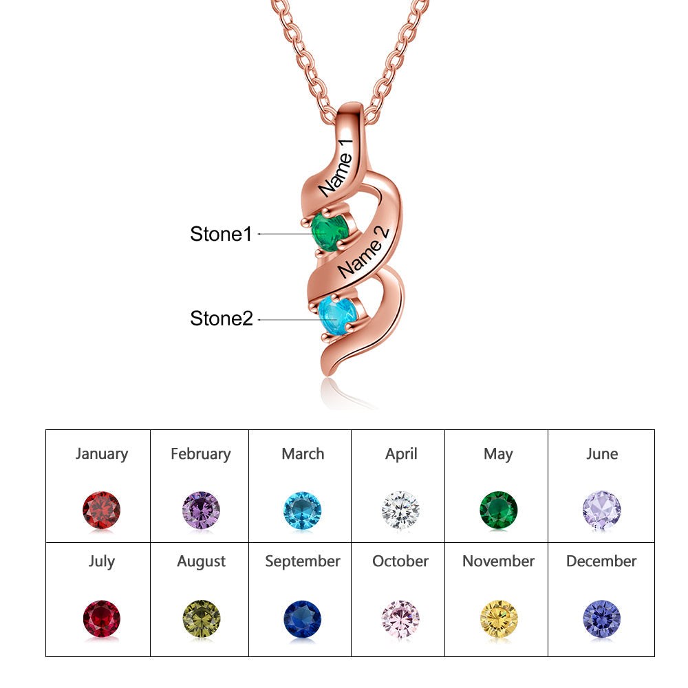 Personalized Rhodium Plated Birthstone Necklace