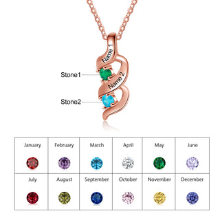 Personalized Rhodium Plated Birthstone Necklace