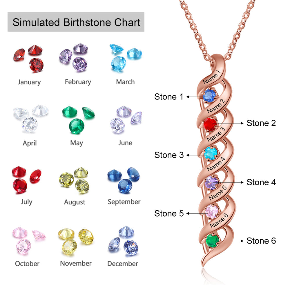 Personalized Rhodium Plated Birthstone Necklace