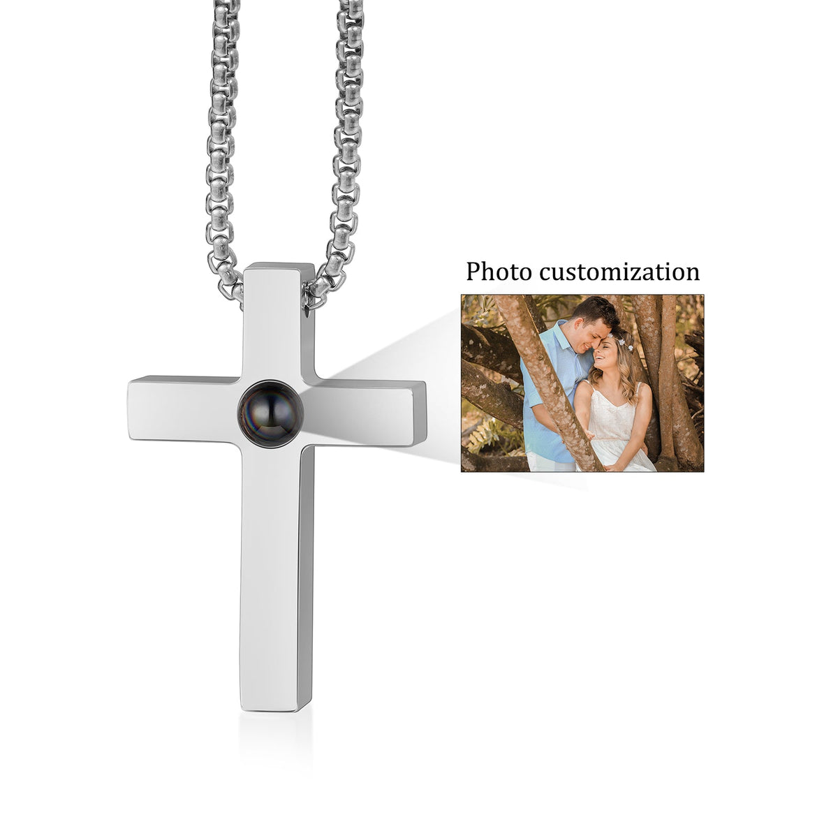 Custom Photo Projection Cross Necklace