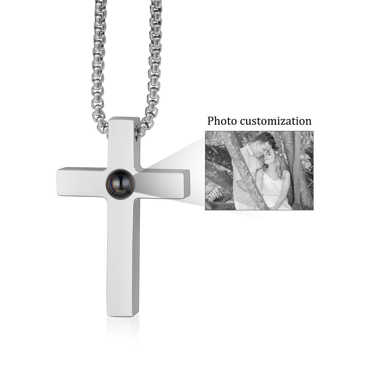 Custom Photo Projection Cross Necklace