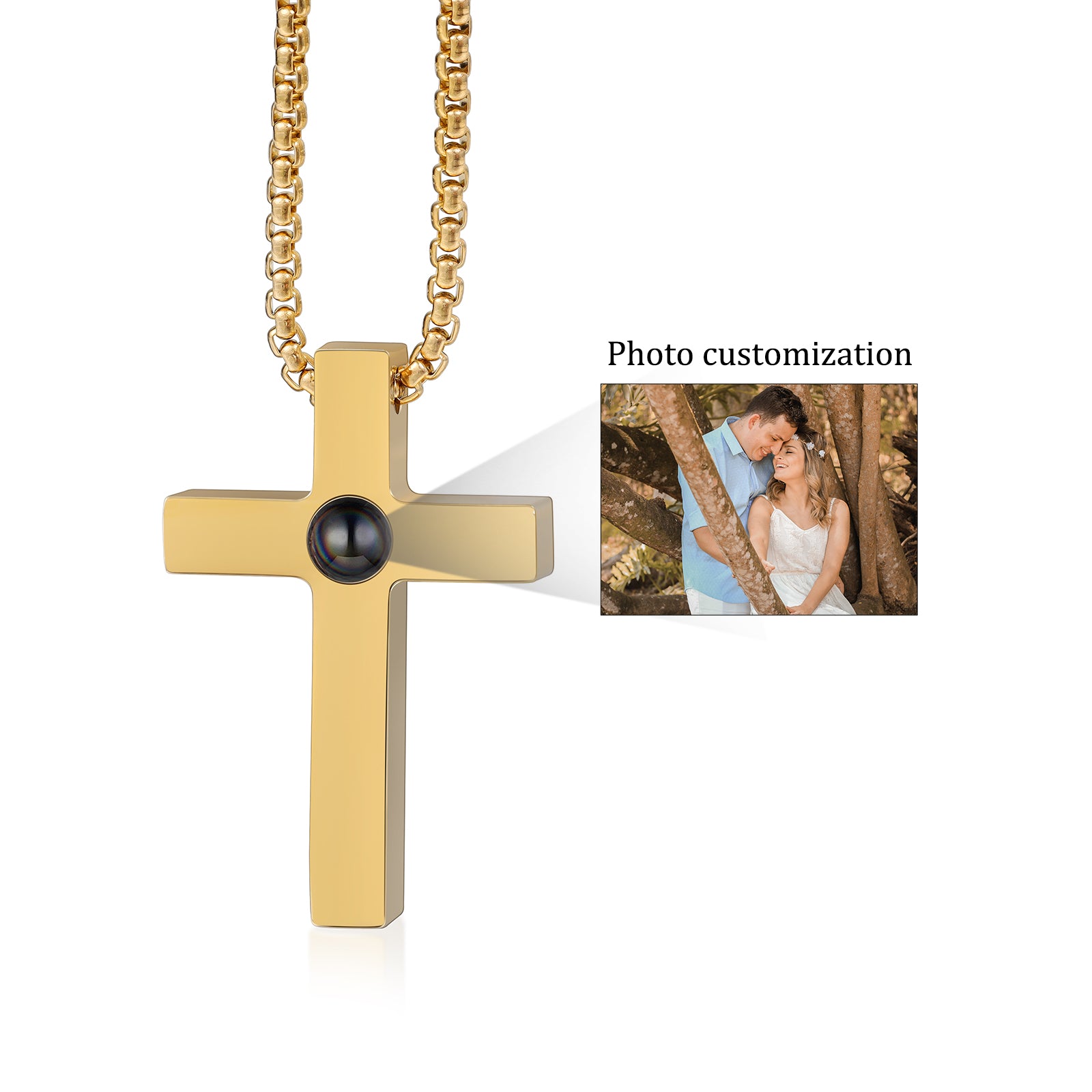Custom Photo Projection Cross Necklace