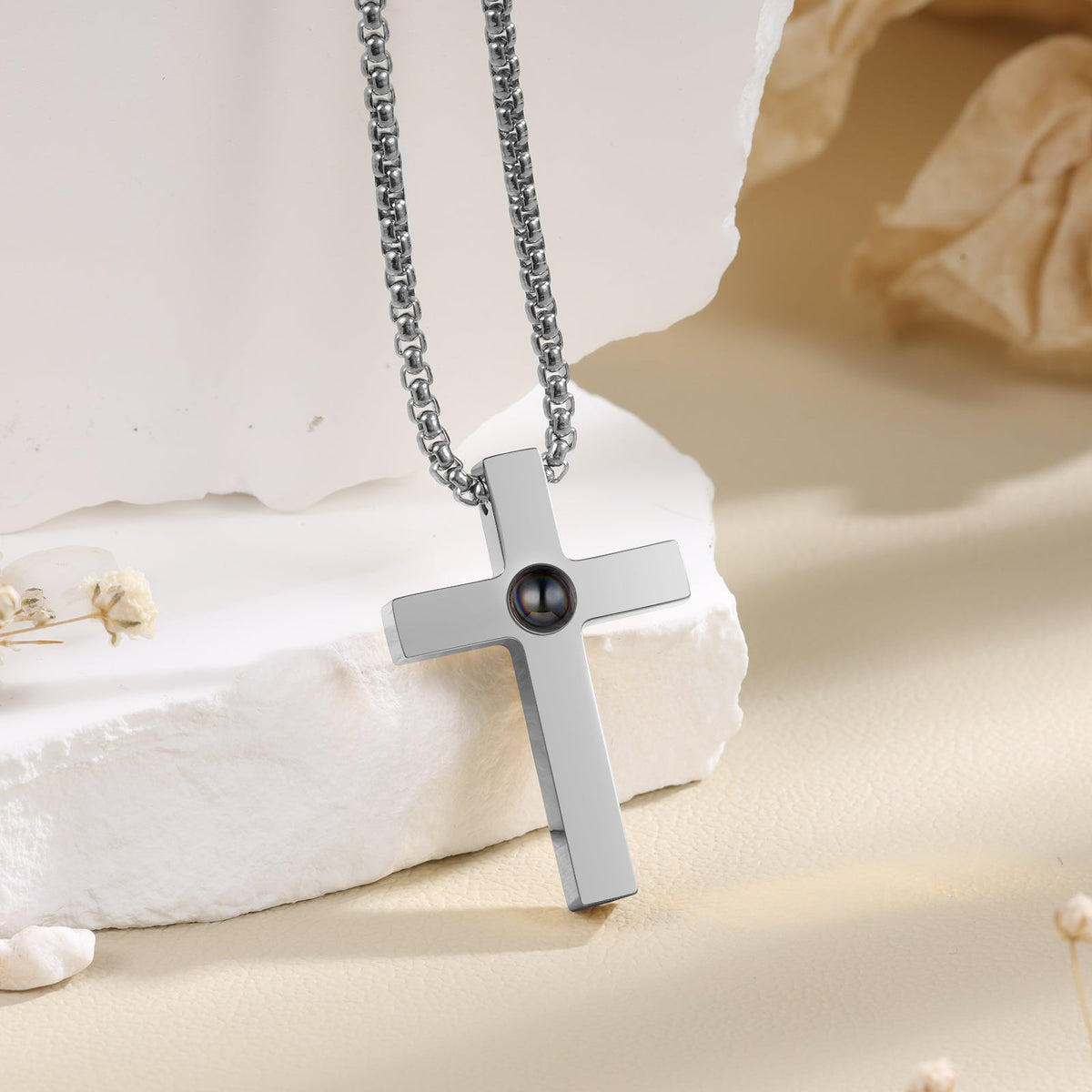 Custom Photo Projection Cross Necklace