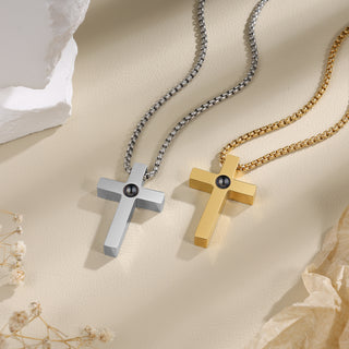 Custom Photo Projection Cross Necklace