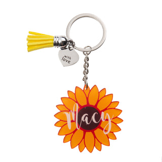 Custom Name Sunflower Keychain