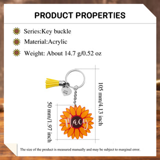 Custom Name Sunflower Keychain