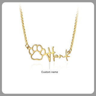 Custom Name Necklace with Paw