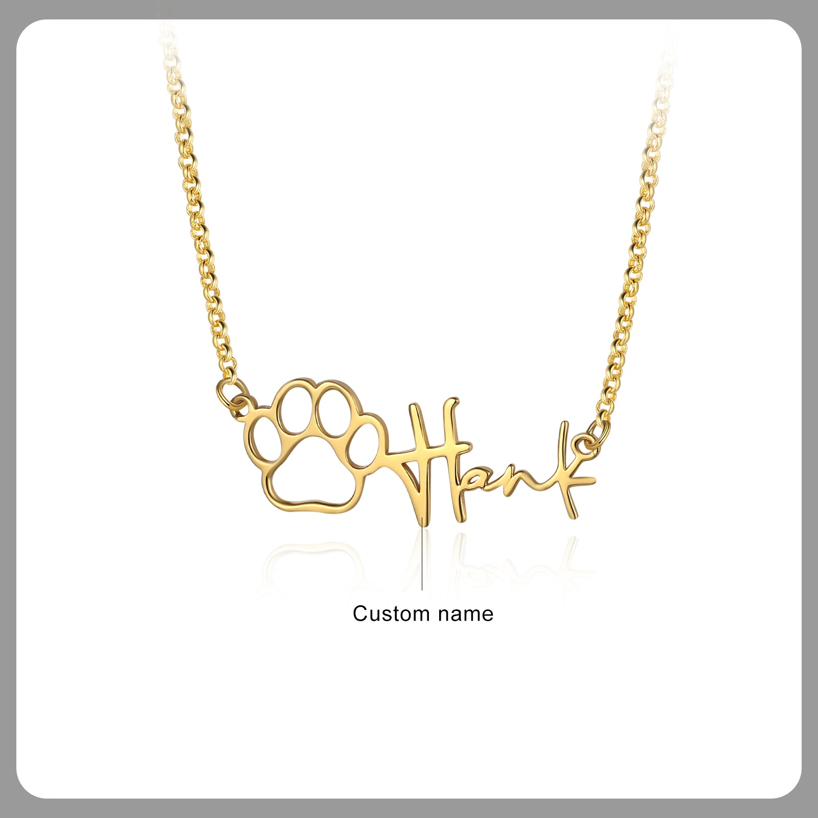 Custom Name Necklace with Paw