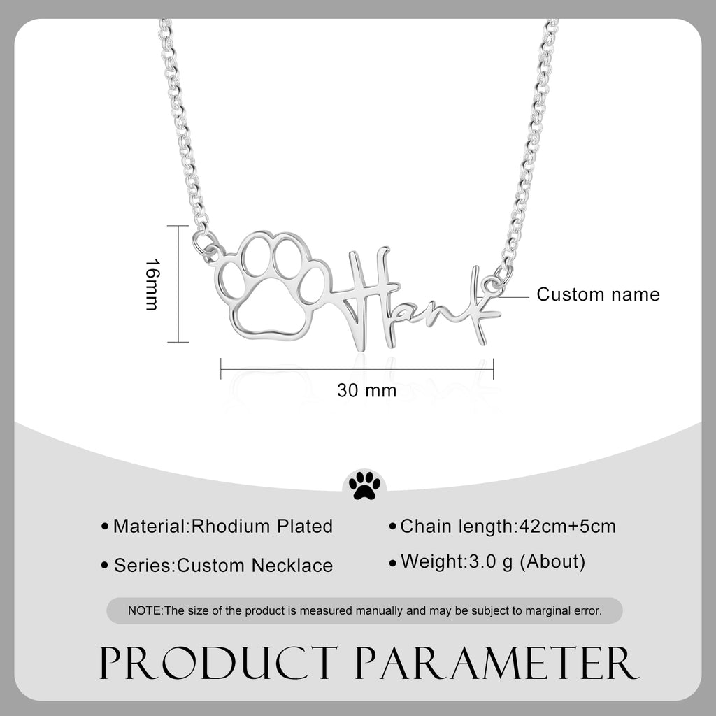 Custom Name Necklace with Paw