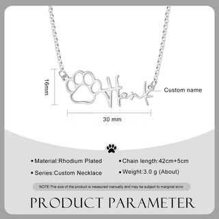 Custom Name Necklace with Paw