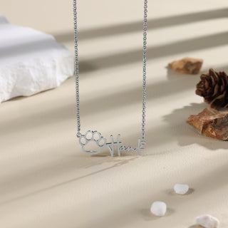 Custom Name Necklace with Paw
