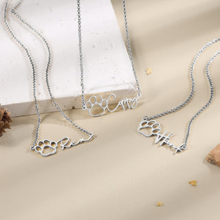 Custom Name Necklace with Paw