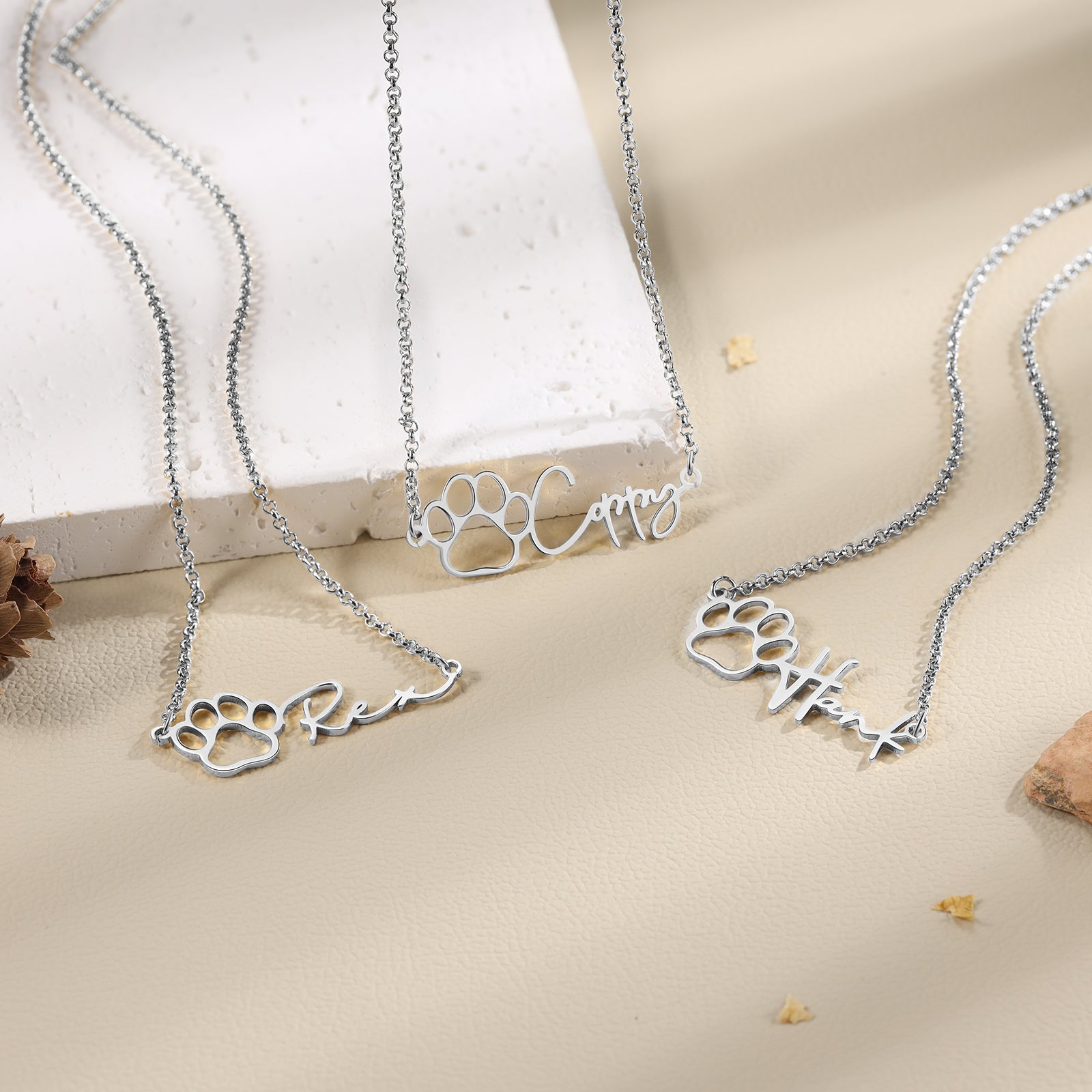 Custom Name Necklace with Paw