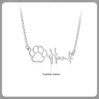 Custom Name Necklace with Paw