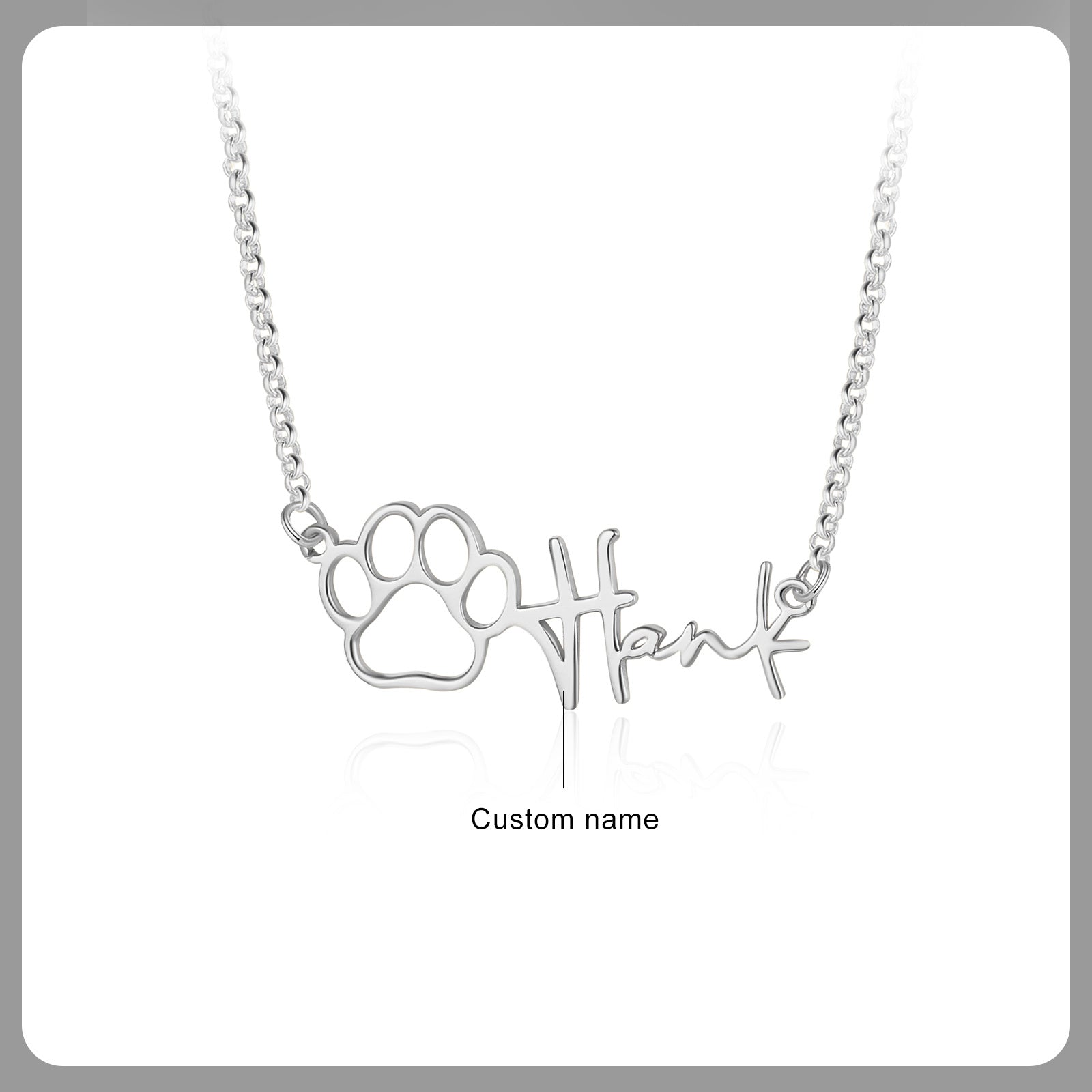 Custom Name Necklace with Paw