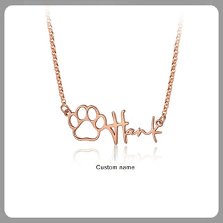Custom Name Necklace with Paw