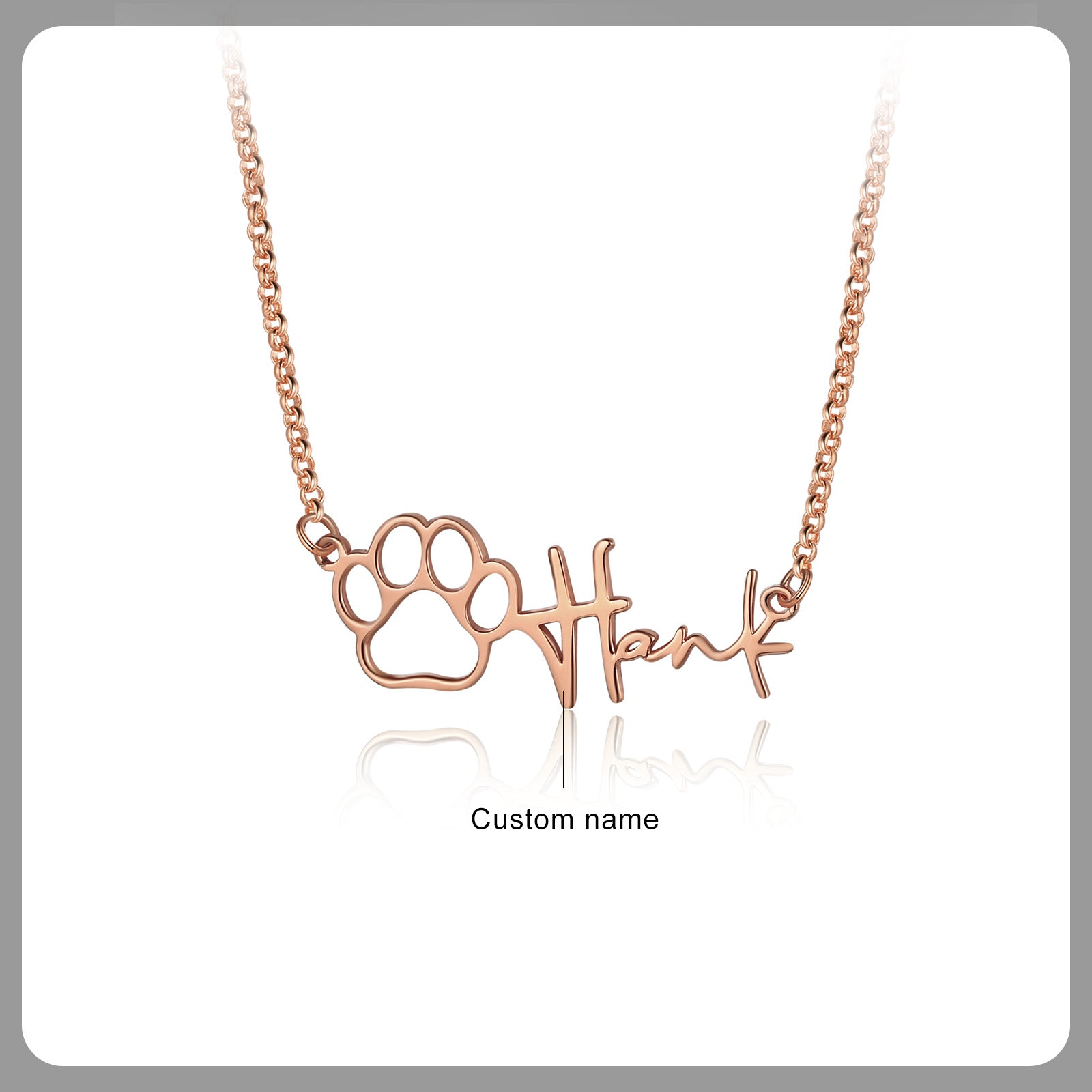 Custom Name Necklace with Paw