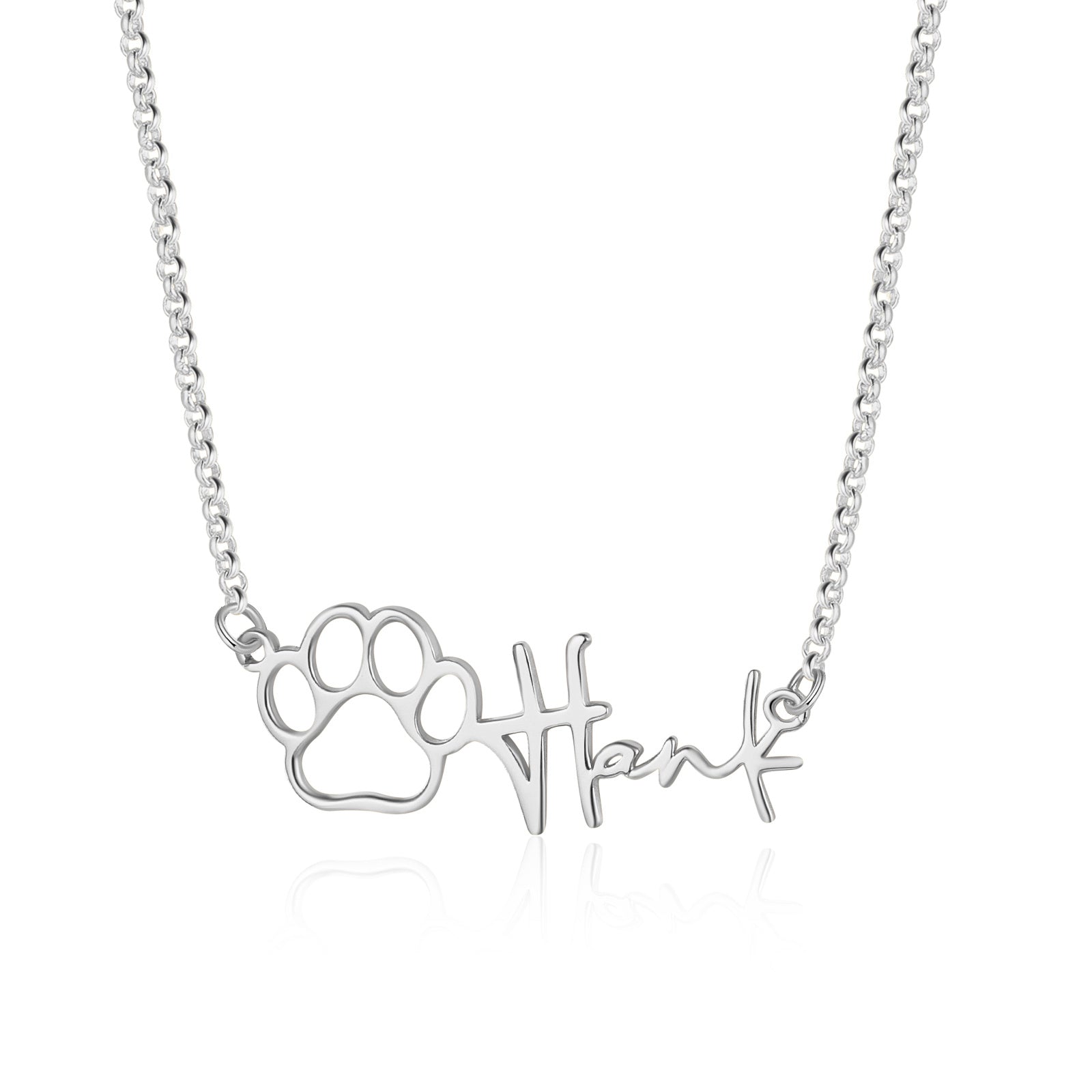 Custom Name Necklace with Paw